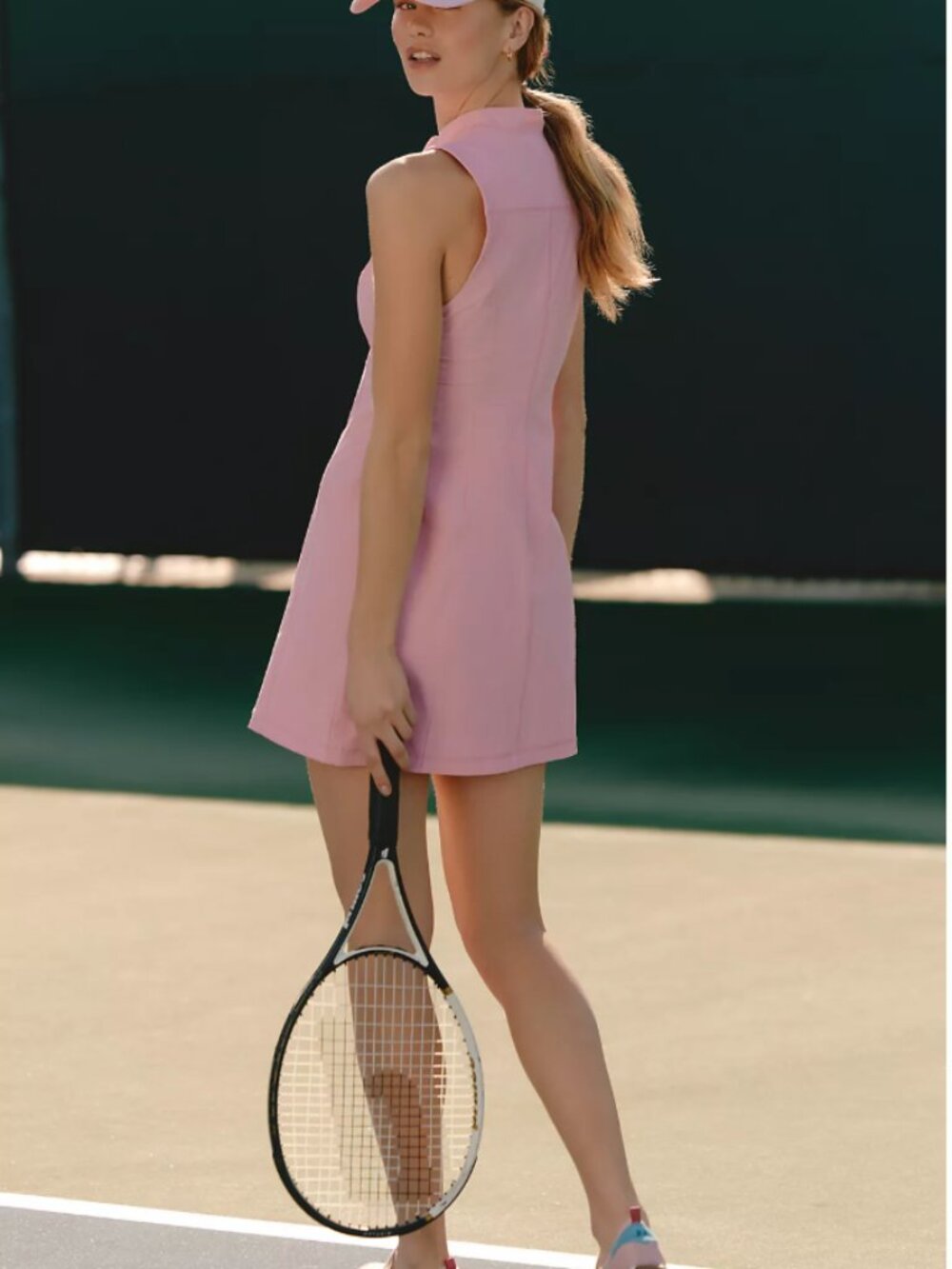 🏷 *NWT* 🎾 Anthropologie Daily Practice Shirred Mini Dress Pink XL 💗